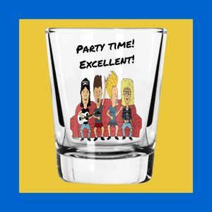 SET OF 2, Beavis and Butthead/Wayne's World Mashup Shot Glasses